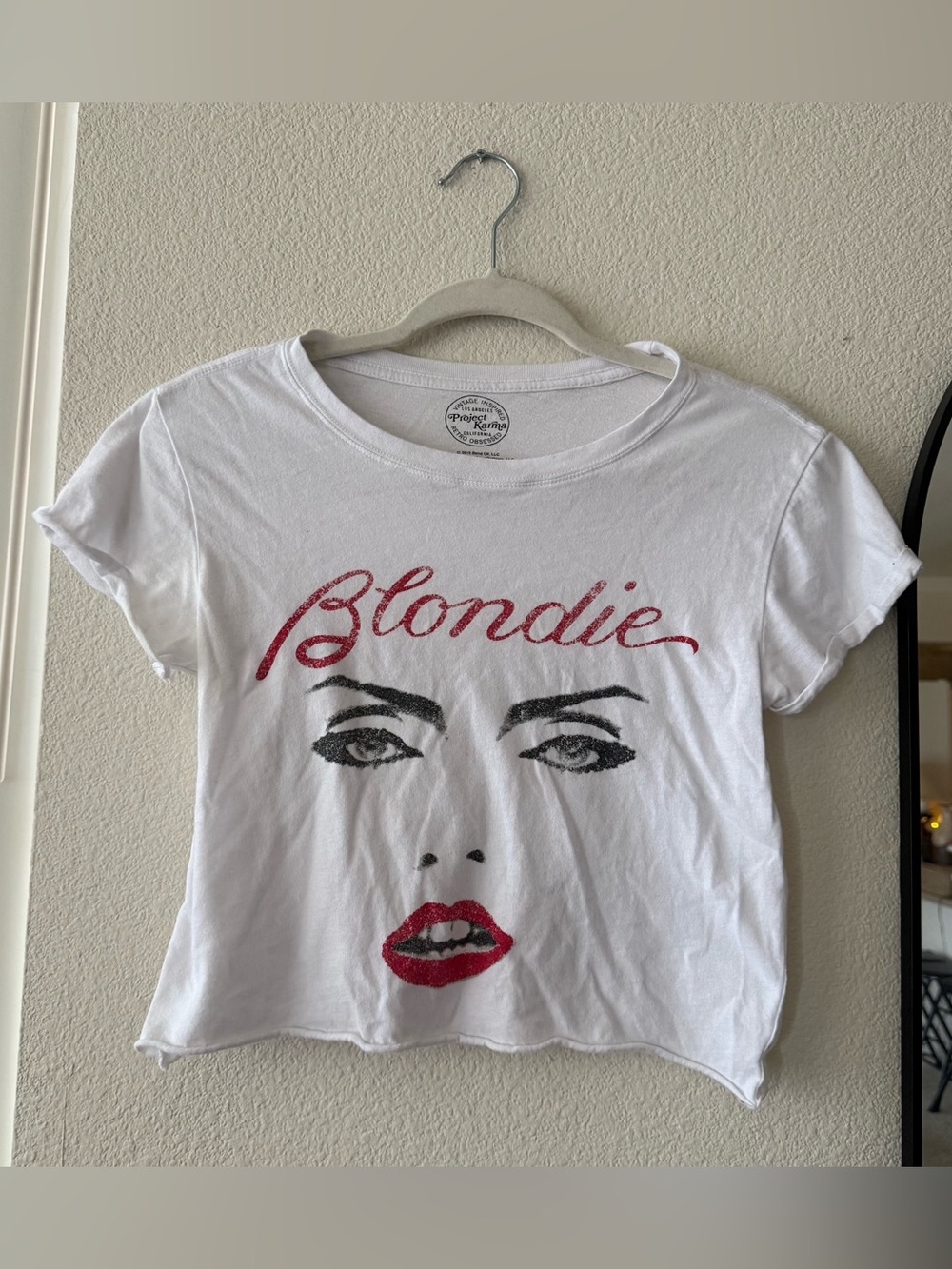Blondie Debbie Harry Crop Top XS Project Karma Graphic Band Tee Y2K Punk Rock